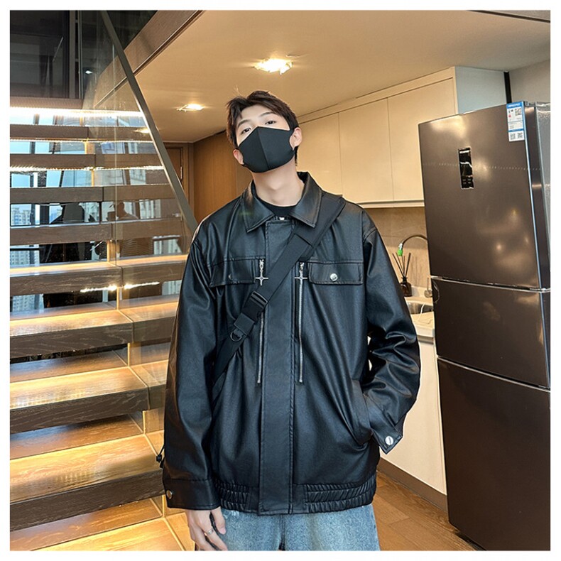 美式皮衣男士韩版潮流口袋拉链个性202秋冬新款ins外套W5688-P70,男装皮衣,星座412-2