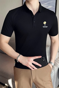 2024夏季新款 英伦风高品质修身刺绣POLO衫冰丝短袖T恤男D230-p48图片