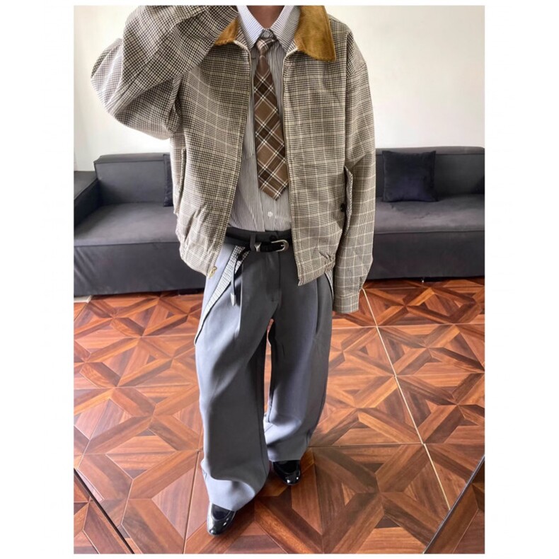 网图老钱风cleanfit千鸟格拼接TR混纺休闲裤CK856/特P52,男装休闲裤,电商B350