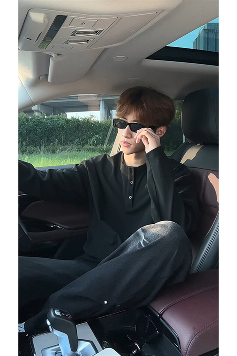 亨利领德绒打底衫长袖复古纯色高级感宽松上衣男款T3692-特价P20,男装T恤,电商A007