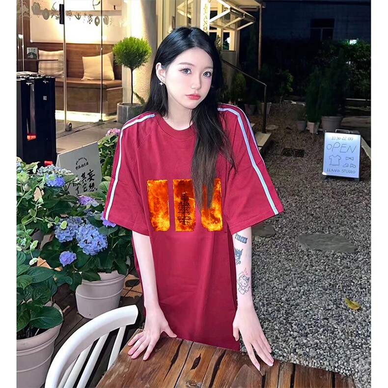 抖音得物高品质二开240克宽松纯棉美式潮牌三条杠织带短袖T恤,男装T恤,电商A486-1