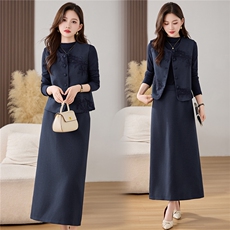 2026春季新款高端刺绣复古三件套裙女，女装套装/套裙，美沁