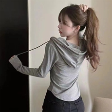 QC027-P45胖妹妹遮肚子上衣连帽扣子卫衣女款春秋大码打底衫，女装卫衣/绒衫，星座617A-2