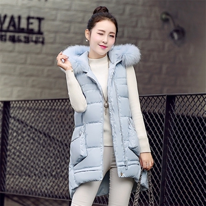 时尚保暖羽绒马甲女冬季新款韩版修身显瘦长款无袖外套加厚棉服图片