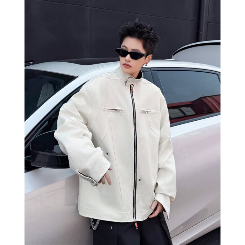 水洗帆布立领夹克男款重磅短款外套休闲美式9357P75，男装夹克，星座410-2