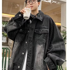 WASSUPHAPPY水洗做旧牛仔外套男春秋季2025新款美式复古休闲夹克，男装工装外套，电商C233