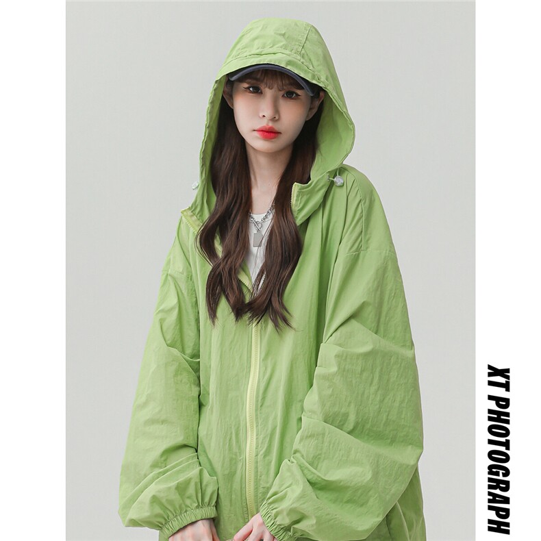 2025夏季新款纯色连帽宽松情侣防晒衣F169/P69，女装防晒衣，星座202-3