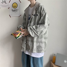 春季港风印花夹克男潮牌宽松休闲上衣韩版潮流两面穿外套wt46-p60，男装夹克，星座1008-2