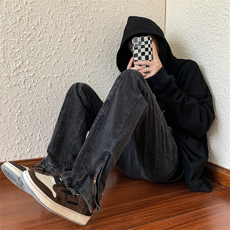 牛仔裤男美式vibe棕色裤子ins高街潮牌欧美工装裤N08820-P48图片
