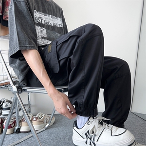 港风 大码宽松束脚裤长裤工装裤直筒裤A014-DY25020-P50控68图片
