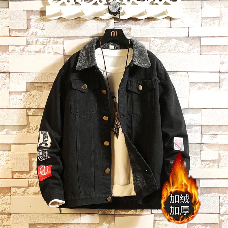 jk618J-p70M-5XL现货冬季羊羔绒加绒牛仔外套男新款夹克CITYBOY，男装工装外套，星座103A