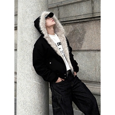 原版帆布面料不掉毛座山雕毛领棉服男外套图MY1027-P90，男装棉衣，星座301C-5