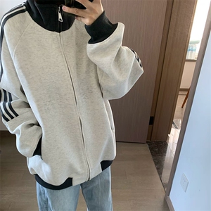 抖音得物高品质 美式高街重磅结构设计拼接织带立领卫衣外套 CM42图片