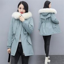 2021冬季新款时尚气质休闲腰部抽绳棉衣抽绳设计显瘦显身材派克服，女装派克服，涵亦佰惠