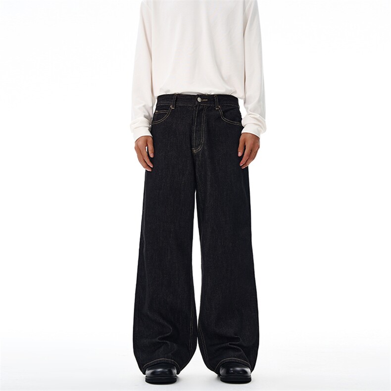 2025秋冬美式丹尼原牛赤耳卷边牛仔裤男直筒宽松2023M百搭长裤子，男装牛仔裤，星座301D-3