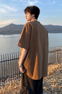 松弛感高街港风上衣复古宽松落肩潮搭文艺T恤HY328TP25控39图片