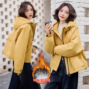 爆《2025冬季新款连帽90绒冲锋衣短款羽绒服休闲时尚，简约大气》,女装羽绒服,米莱