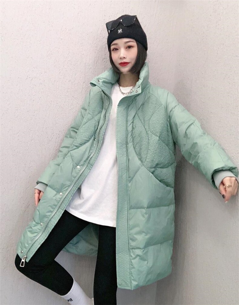 ZCL511火爆印花立领长款保暖羽绒服,女装羽绒服,L·H·X