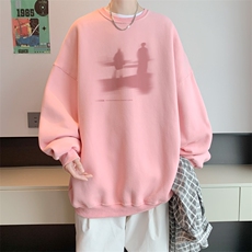 已注册华棉秋冬新款港风宽松圆领卫衣男潮大码WY9297/P35加绒P45，男装卫衣，电商B316