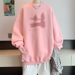 已注册华棉秋冬新款港风宽松圆领卫衣男潮大码WY9297/P35加绒P45图片