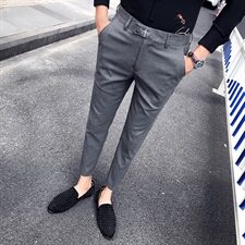2021新款春夏英伦西裤修身九分裤小脚裤商务发型师A450-G，男装休闲裤，星座1904A