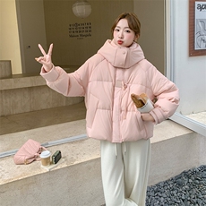 粉色超好看泡芙短款羽绒服女冬季2024新款小个子超轻白鸭绒厚外套，女装羽绒服，2C159