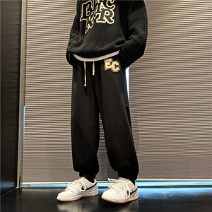 秋季新款华夫格贴标大码休闲裤玉米粒长裤子 K265*P50*控68图片