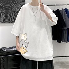 YT26164-P30亚短袖t恤男大码五分袖男宽松七分袖港风模特，男装T恤，电商A040