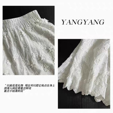 重工立体花朵白色半身裙女春夏韩系裙子高腰显瘦大摆a字长裙子，女装半身裙，织己羊绒