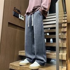 秋季抖音高级感麦穗纹理宽松大码港风拖地阔腿长裤K5657-P45，男装休闲裤，电商A001-1