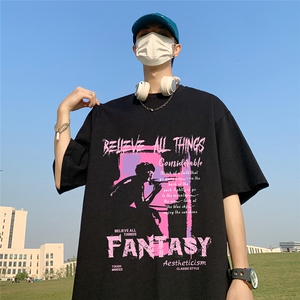 草地夏季宽松短袖T恤男潮T61105 P25控38图片