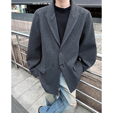 高级感痞帅飞机扣短款西装领毛呢大衣西服外套504-F27-P108控148，男装毛呢大衣，星座504
