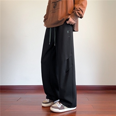 wassuphappy美式刺绣卫裤男士秋冬季2025新款宽松青少年休闲裤子，男装休闲裤，星座227-1