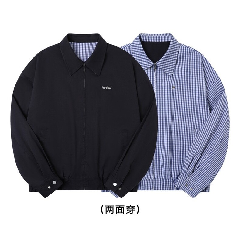 两面穿翻领外套男春秋季美式小众复古百搭老钱风重磅夹克外套潮搭，男装夹克，星座302B-2