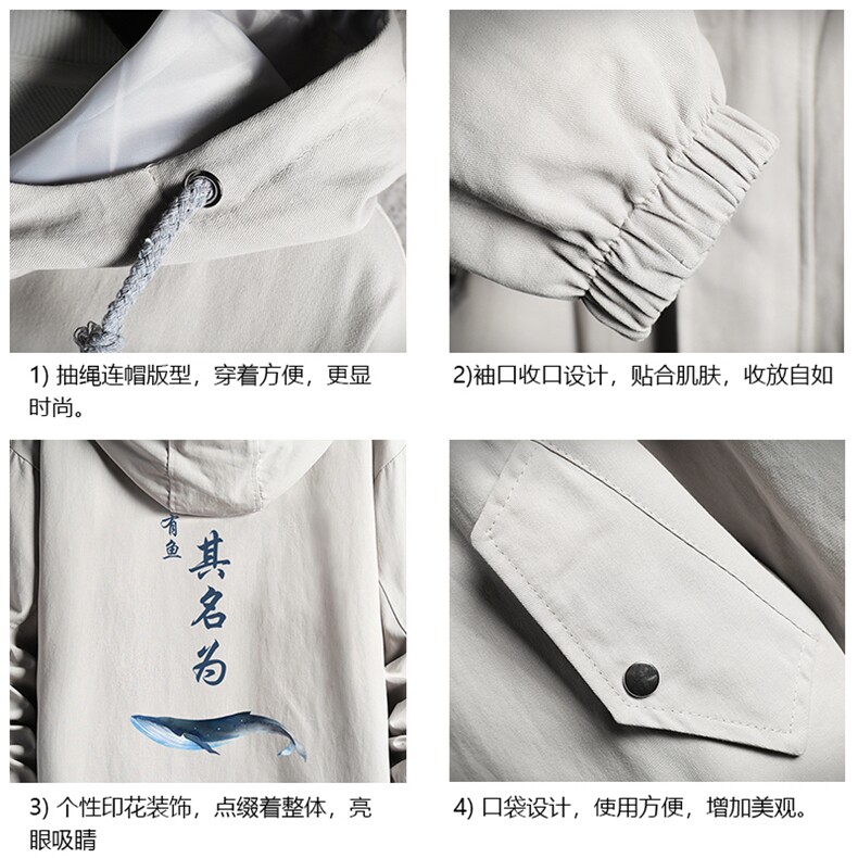 JK412661-P85纯棉连帽夹克男士大码工装男上衣外套网格挂拍,男装夹克,电商A040A