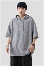 新款优品男士短袖连帽抽绳刺绣字母T恤宽松上衣ZDL3204-P49，男装T恤，星座717