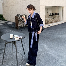 新款有货蓝色牛仔休闲套装有腰带5527P205K328，女装套装/套裙，2C176