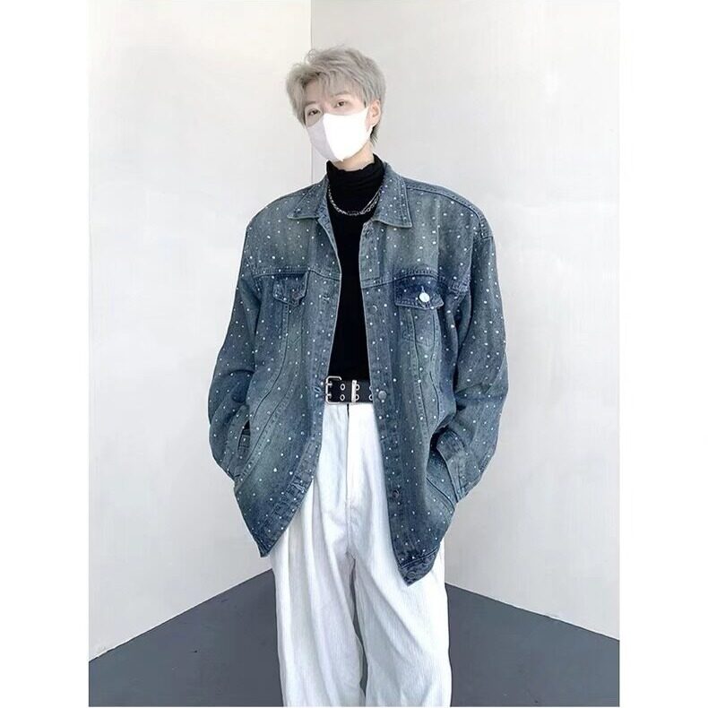 秋季款-重工原版高品质J26满天星牛仔夹克外套蓝色黑色,男装夹克,星座218-1（原230）