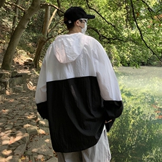 夏季薄款防晒衣男韩版潮流拼色连帽帅气2026新款ins外套W4848-P40，男装防晒衣，星座412