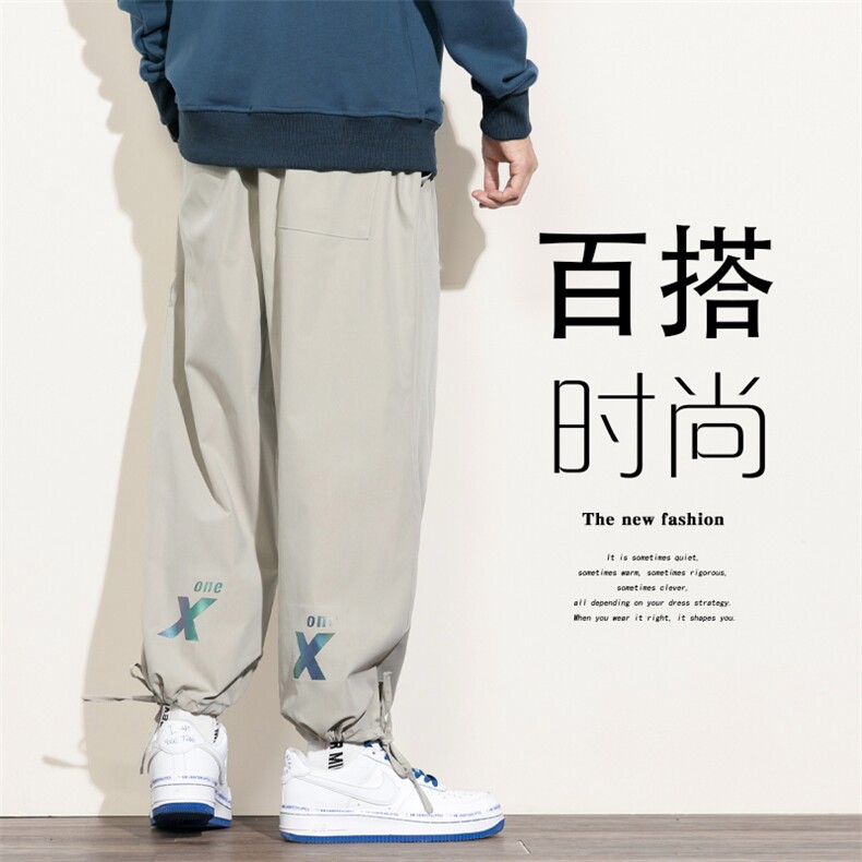 2021秋季新日系白墙大码男镭射炫彩反光印花宽松休闲裤K2086P35,男装休闲裤,电商A001