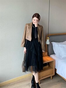 【现货】皮衣两件套连衣裙图片
