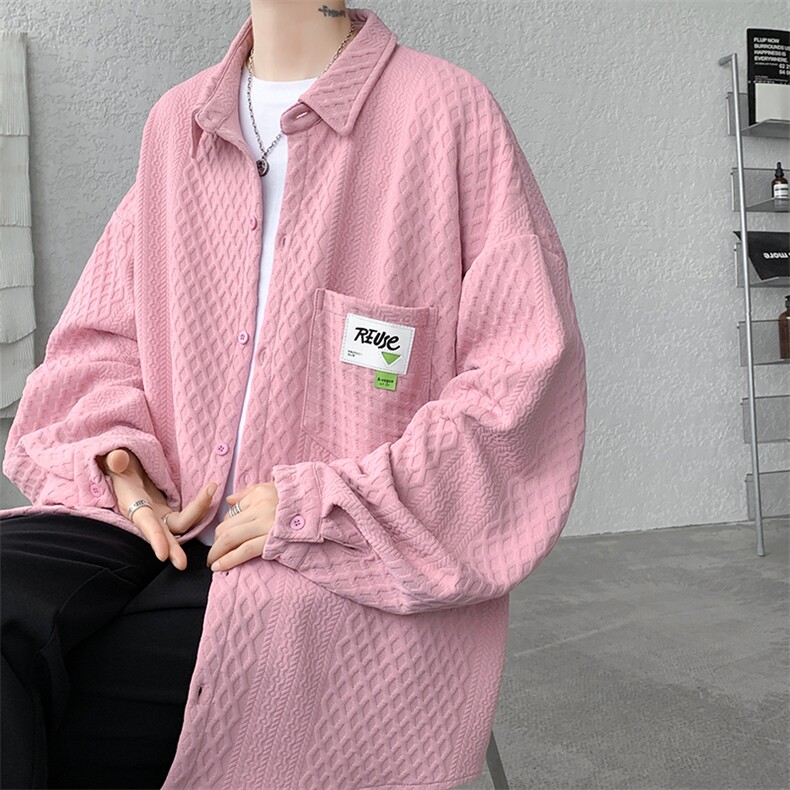 衬衫男秋季新款港风宽松大码提花长袖衬衣CS027-P45,男装衬衫,星座214-3