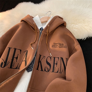 连帽卫衣男春季潮牌美式开衫潮流休闲拉链上衣服-JK23104-P75控98图片