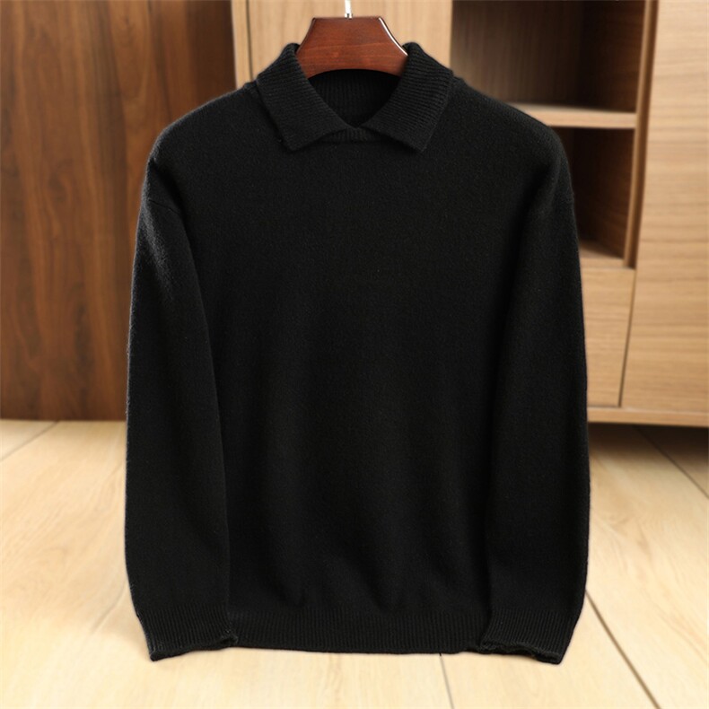 高品质男士羊毛POLO领套头衫高端商务休闲保暖舒适精致大气，男装羊毛衫，鹿一羊绒