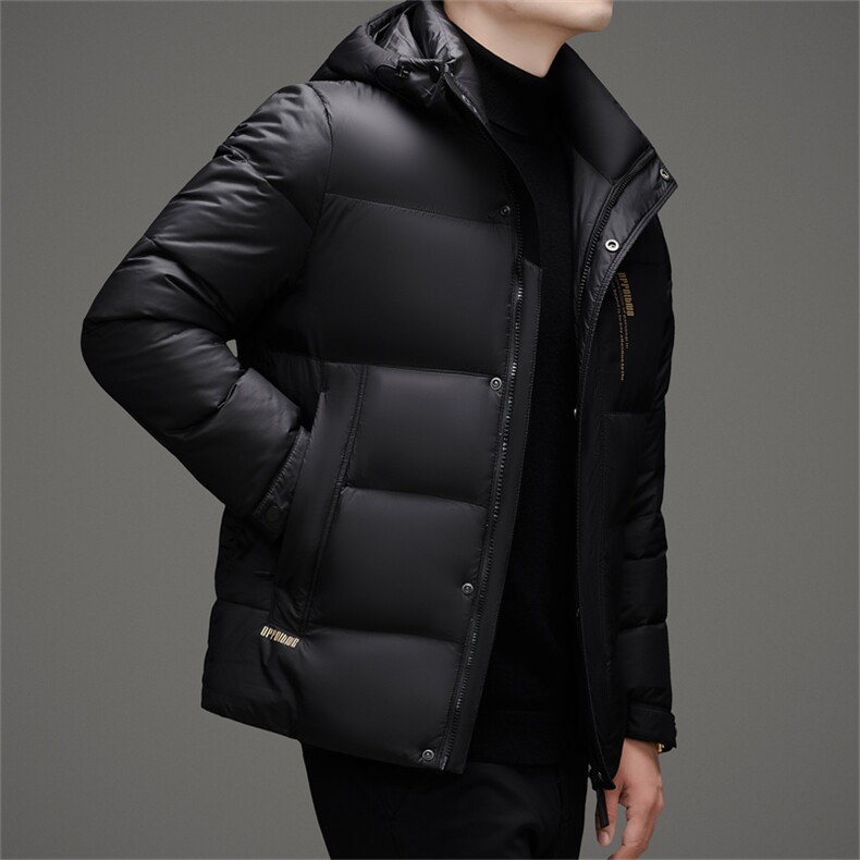 新标90绒中青年羽绒服外套男士可脱卸帽休闲面包服羽绒服图片