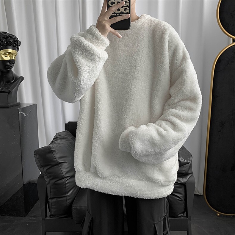 新款羊羔毛保暖毛衣宽松秋冬季上衣服加绒加厚卫衣外套 M031-P42图片