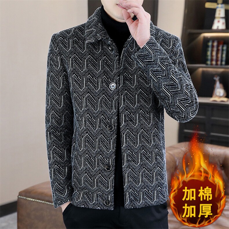 抖音直播加棉加厚毛呢大衣修身韩版夹克外套男A72P140，男装毛呢大衣，电商B226