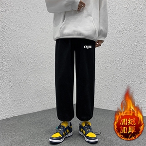 K13248-P35 加绒-P45 可束脚加厚加绒运动裤男大码宽松直筒卫裤男图片