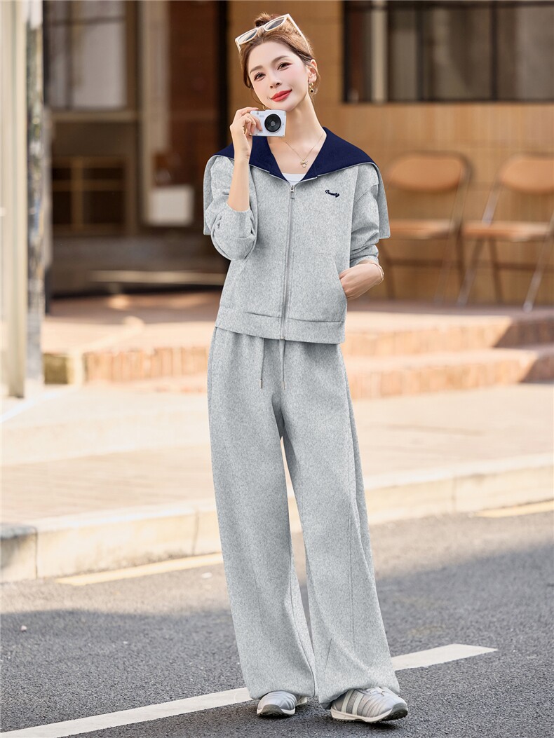 休闲风2026年春季两件套长袖长裤宽松两件套套裤女装运动休闲女,女装套装/套裙,微微衣阁