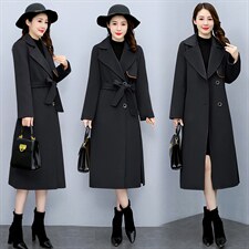 2024年冬季新款双面羊绒手工缝制气质时尚长款羊毛呢外套，女装双面呢，妙形